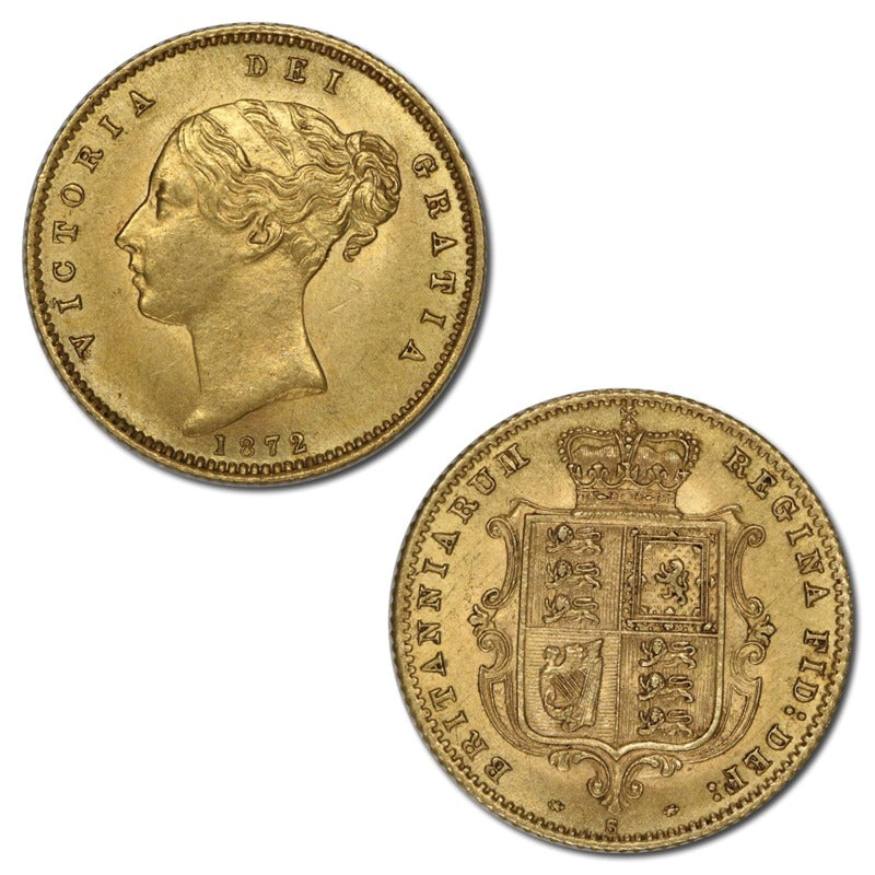 1872 Victoria Half Gold Sovereign Coin