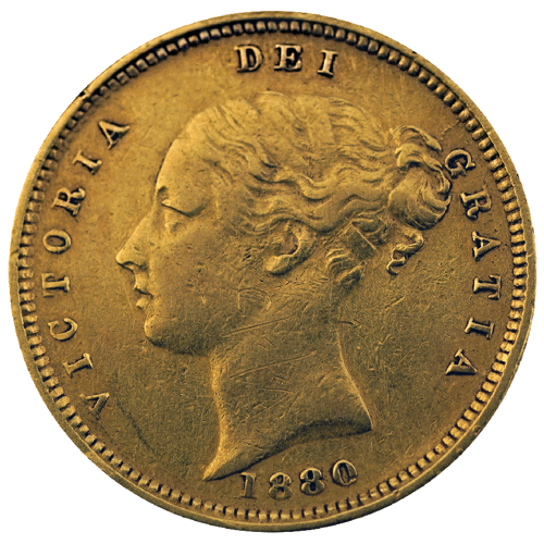 1880 Victoria Half Gold Sovereign Coin