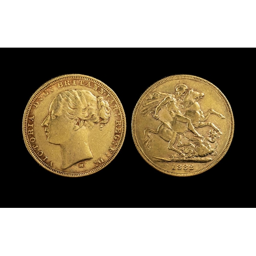 1882 Victoria Full Gold Sovereign Coin