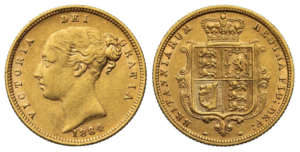 1884 Victoria Half Gold Sovereign Coin