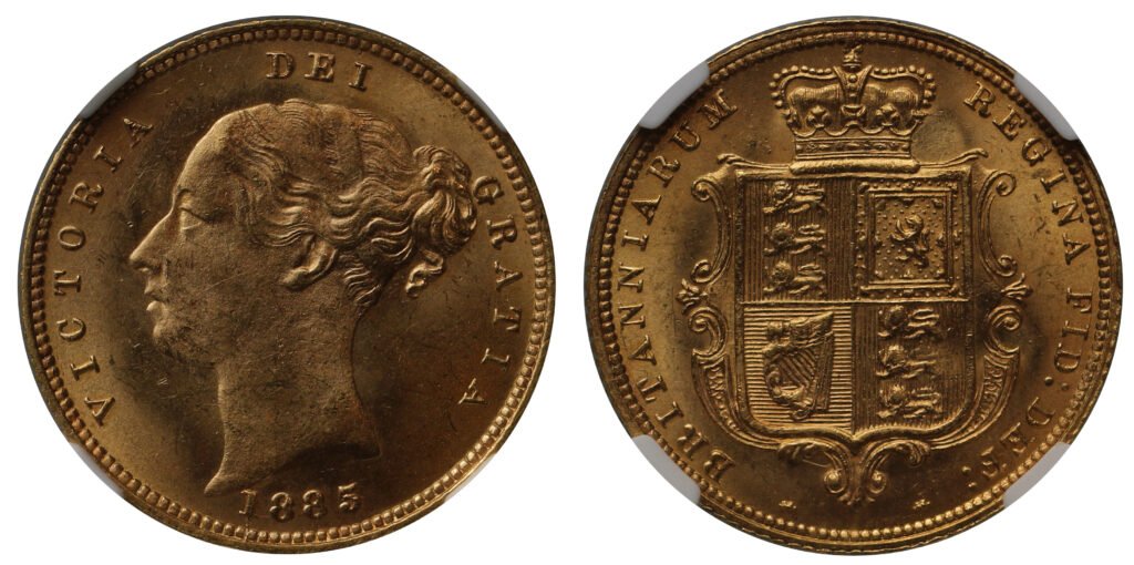 1885 Victoria Half Gold Sovereign Coin