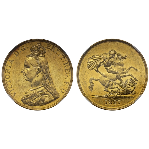 1887 Queen Victoria Five Gold Sovereign Coin