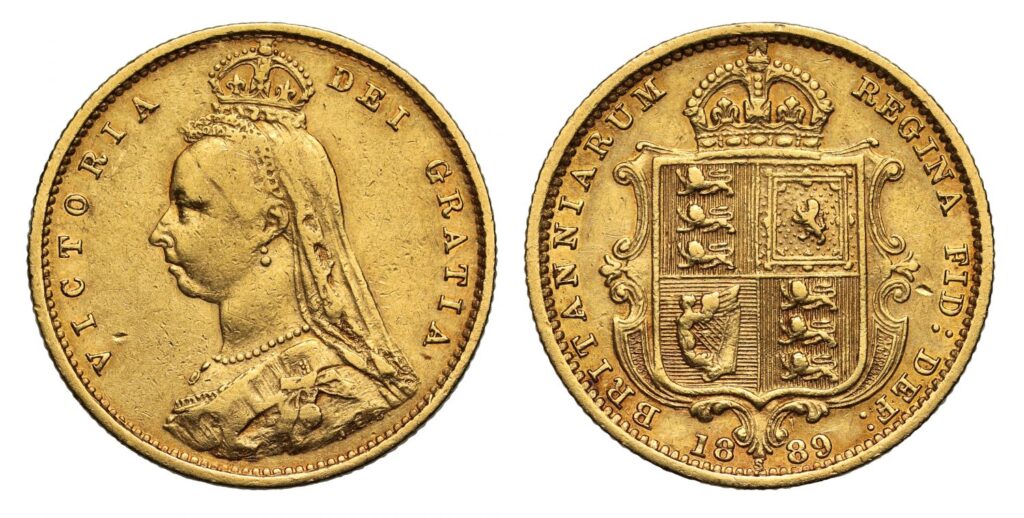 1889 Victoria Half Gold Sovereign Coin
