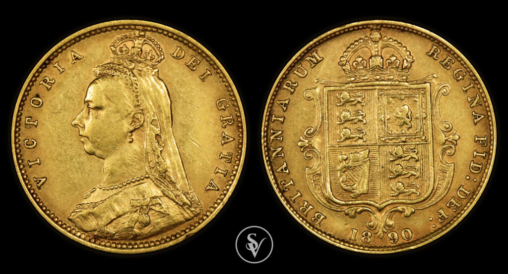 1890 Victoria Half Gold Sovereign Coin