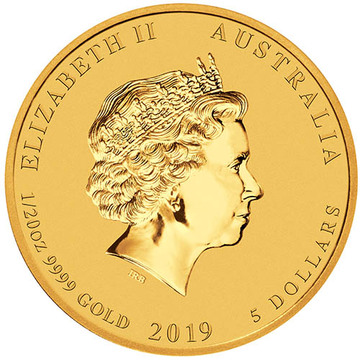 2019 5 Dollars – Elizabeth II (4th Portrait – Year of the Pig – Gold Bullion Coin)