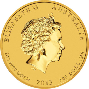 2013 100 Dollars – Elizabeth II (4th Portrait – Year of the Snake – Gold Bullion Coin)