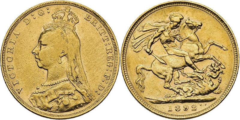 1892 Victoria Full Gold Sovereign Coin