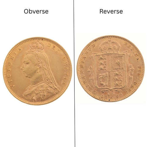 1892 Victoria Half Gold Sovereign Coin