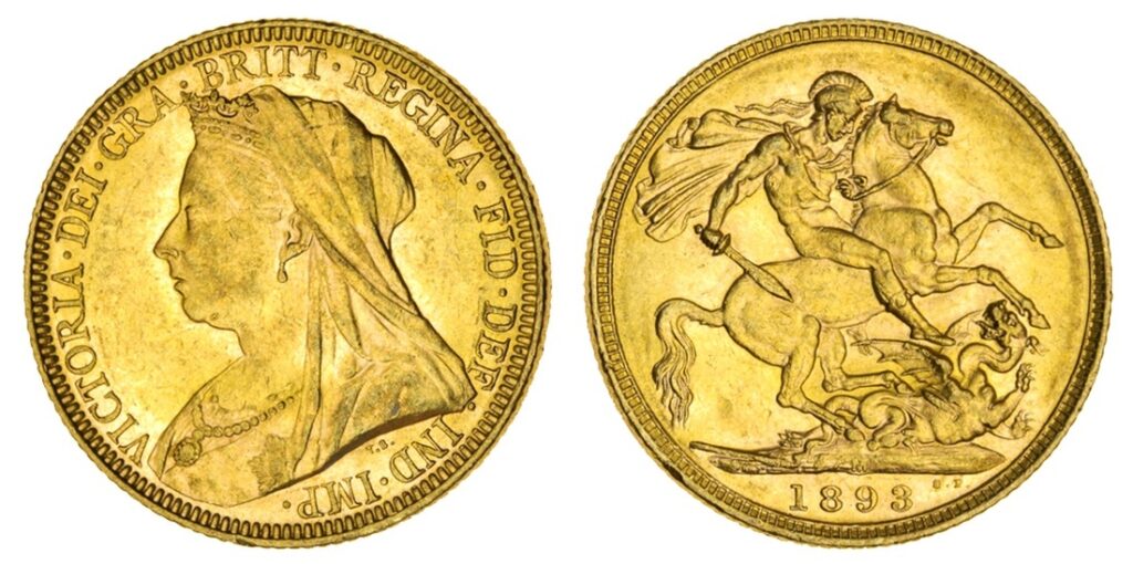 1893 Victoria Full Gold Sovereign Coin