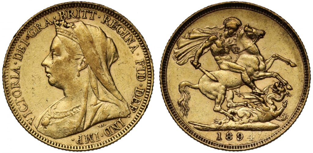 1894 Victoria Half Gold Sovereign Coin