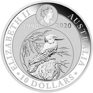 10 Dollars – Elizabeth II (6th Portrait – Kookaburra – 30th Anniversary)
