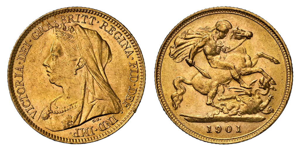 1901 Victoria Half Gold Sovereign Coin