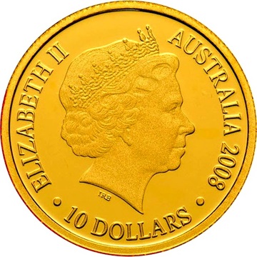 2008 10 Dollars – Elizabeth II (4th Portrait – Year of the Rat – Gold Proof)