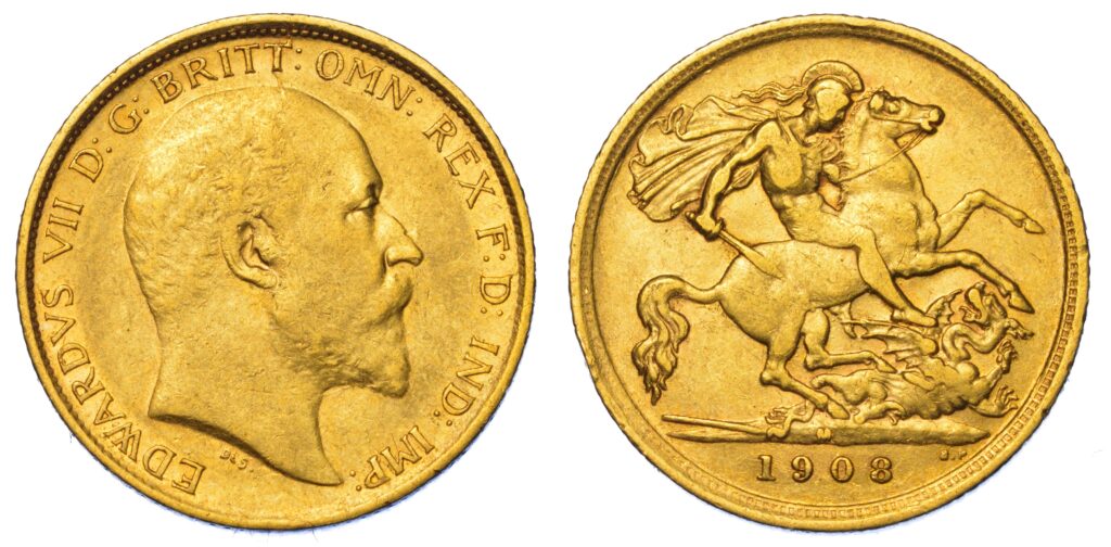 1908 Edward VII Half Gold Sovereign Coin