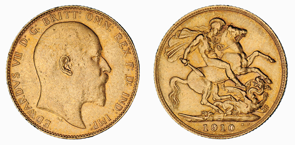 1910 Edward VII Full Gold Sovereign Coin