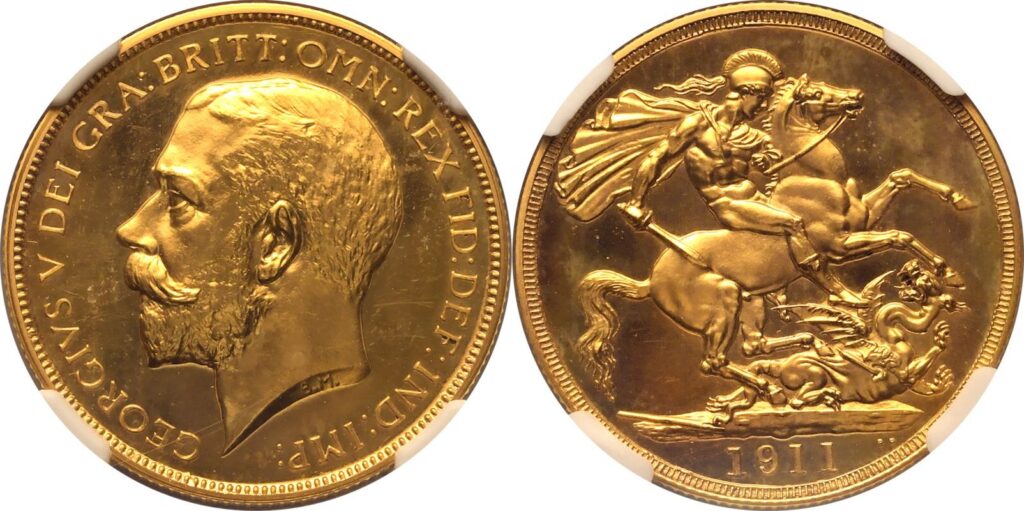 1911 George V Double Gold Sovereign Coin
