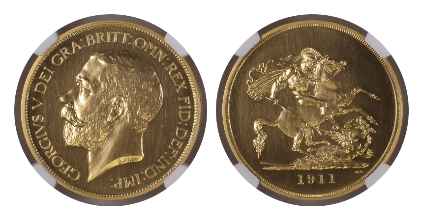 1911 George V Five Gold Sovereign Coin
