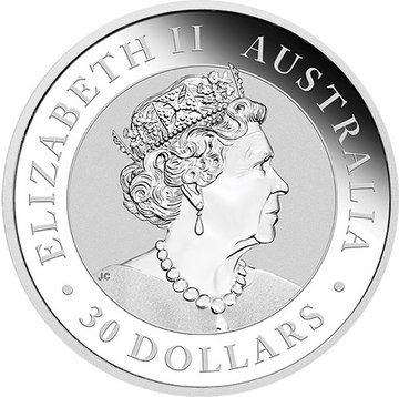 30 Dollars – Elizabeth II (6th Portrait – Australian Kookaburra – Silver Bullion Coin)