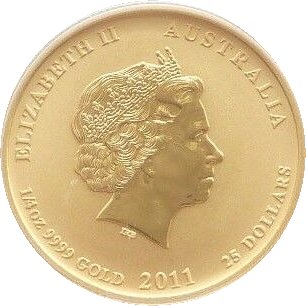 2011 25 Dollars – Elizabeth II (4th Portrait – Year of the Rabbit – Gold Bullion Coin)