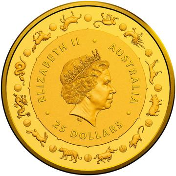 2020 25 Dollars – Elizabeth II (4th Portrait – Year of the Rat – Gold Bullion Coin)