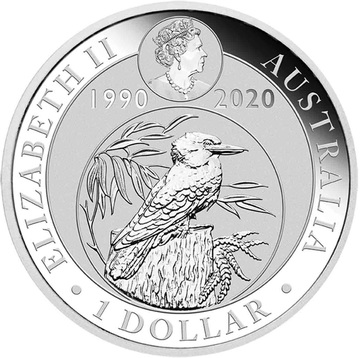 1 Dollar – Elizabeth II (6th Portrait – Kookaburra 30th Anniversary – Coloured)