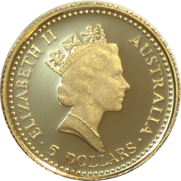 1991-1992 5 Dollars – Elizabeth II (3rd Portrait – Common Walleroo – Gold Bullion Coin)