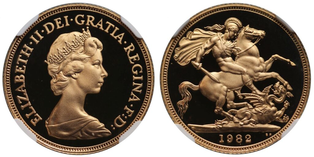 1982 Elizabeth II Five Gold Sovereign Coin