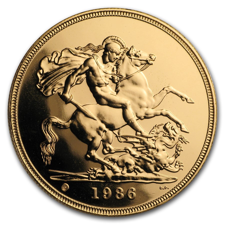 1986 Elizabeth II Five Gold Sovereign Coin