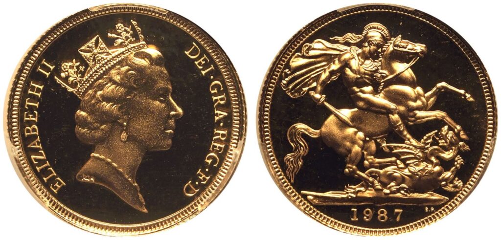 1987 Elizabeth II Full Gold Sovereign Coin