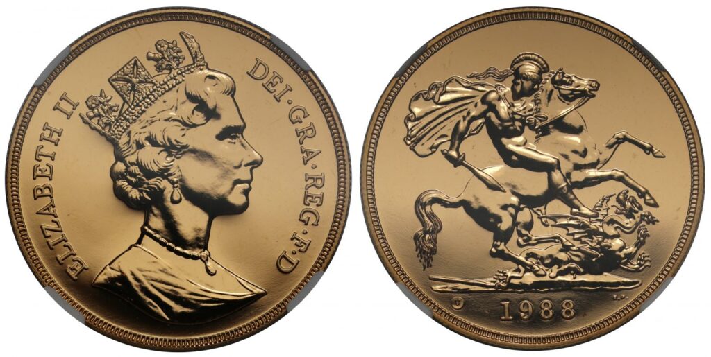1988 Elizabeth II Five Gold Sovereign Coin