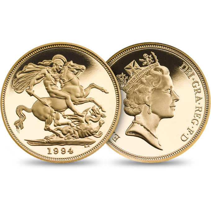 1994 Elizabeth II Five Gold Sovereign Coin