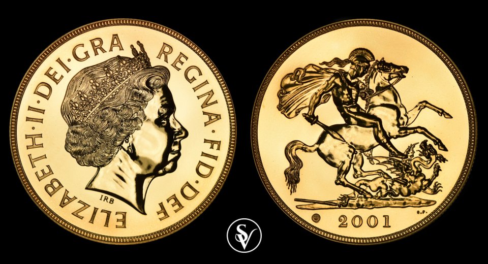 2001 Elizabeth II Five Gold Sovereign Coin