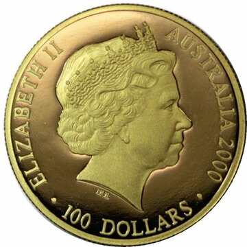 2000 100 Dollars – Elizabeth II (4th Portrait – Summer Olympics – Gold Proof)