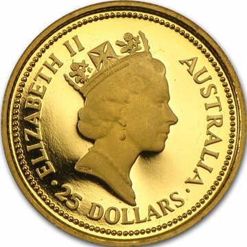 1987 25 Dollars – Elizabeth II (3rd Portrait – Gold Nugget – Father’s Day – Bullion Coin)
