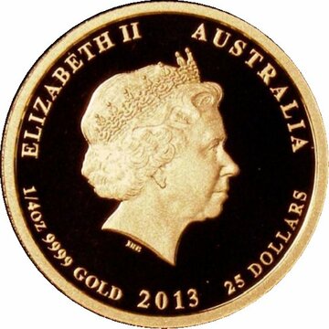 2013 25 Dollars – Elizabeth II (4th Portrait – BirthPrince George – Gold Proof)
