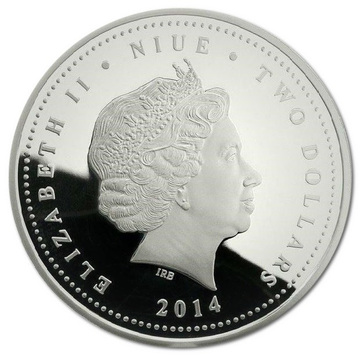 2014 2 Dollars – Elizabeth II (Niue Blue Butterfly)