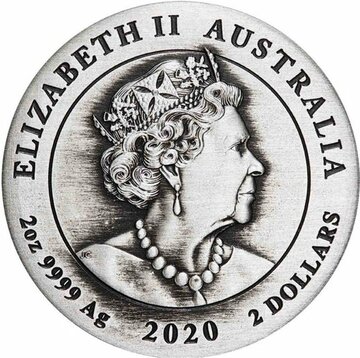 2 Dollars – Elizabeth II (6th Portrait – 75 Years End of WWII – Silver Antique)