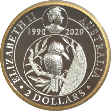2 Dollars – Elizabeth II (6th Portrait – Kookaburra – 30th Anniversary – High Relief)