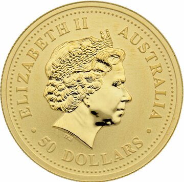 2005 50 Dollars – Elizabeth II (4th Portrait – Year of the Rooster – Gold)