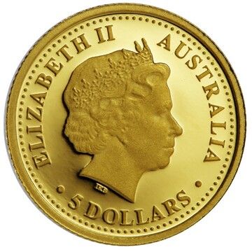 2008 5 Dollars – Elizabeth II (4th Portrait – King Brown Snake; Gold Proof)