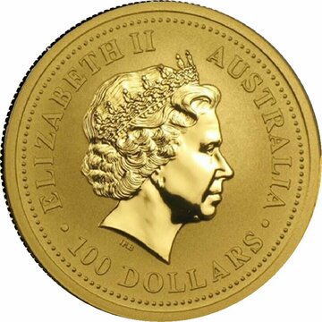 2004 100 Dollars – Elizabeth II (4th Portrait – Year of the Monkey – Gold Bullion Coin)