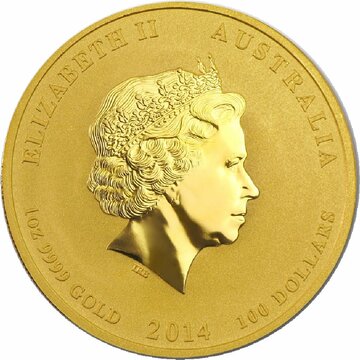 2014 100 Dollars – Elizabeth II (4th Portrait – Year of the Horse – Gold Bullion Coin)