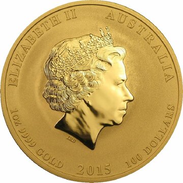2015 100 Dollars – Elizabeth II (4th Portrait – Year of the Goat – Gold Bullion Coin)