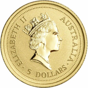 1998 5 Dollars – Elizabeth II (3rd Portrait – Year of the Tiger – Gold Bullion Coin)