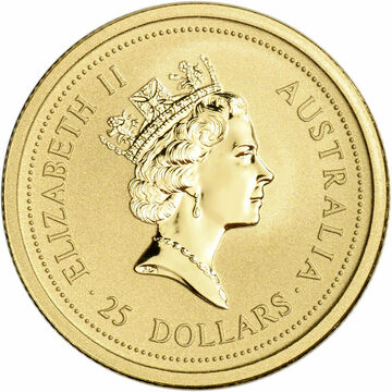 1998 25 Dollars – Elizabeth II (3rd Portrait – Year of the Tiger – Gold Bullion Coin)
