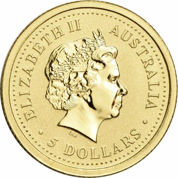 2001 5 Dollars – Elizabeth II (4th Portrait – Year of the Snake – Gold Bullion Coin)