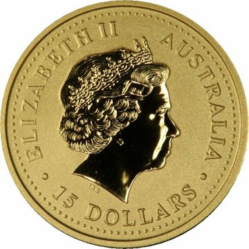 2002 15 Dollars – Elizabeth II (4th Portrait – Year of the Horse – Gold Bullion Coin)