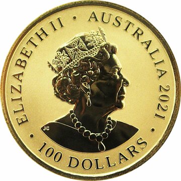 2021 100 Dollars – Elizabeth II (6th Portrait – Great White Shark – Gold Bullion Coin)
