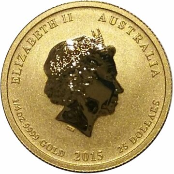 2015 25 Dollars – Elizabeth II (4th Portrait – Year of the Goat – Gold Bullion Coin)