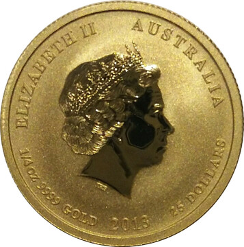 2013 25 Dollars – Elizabeth II (4th Portrait – Year of the Snake – Gold Bullion Coin)